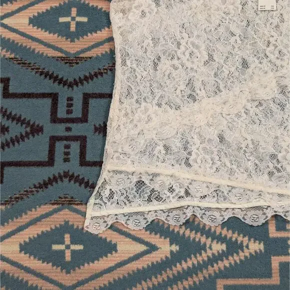 NWT Anthropologie Medium Sheer Lace Short Sleeve White Blouse Fairy Whimsical - Picture 10 of 11